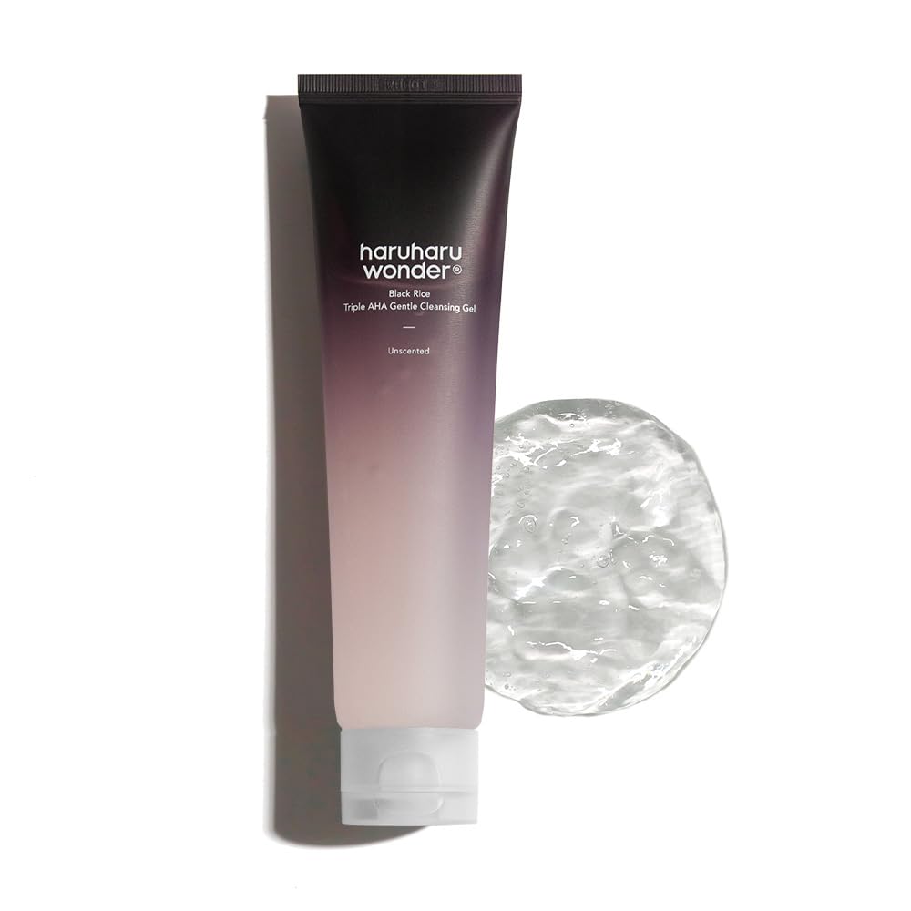 HARUHARU Wonder Black Rice Triple AHA Gentle Cleansing Gel 3.38 fl oz, Hydrating Cleansing gel, Gent