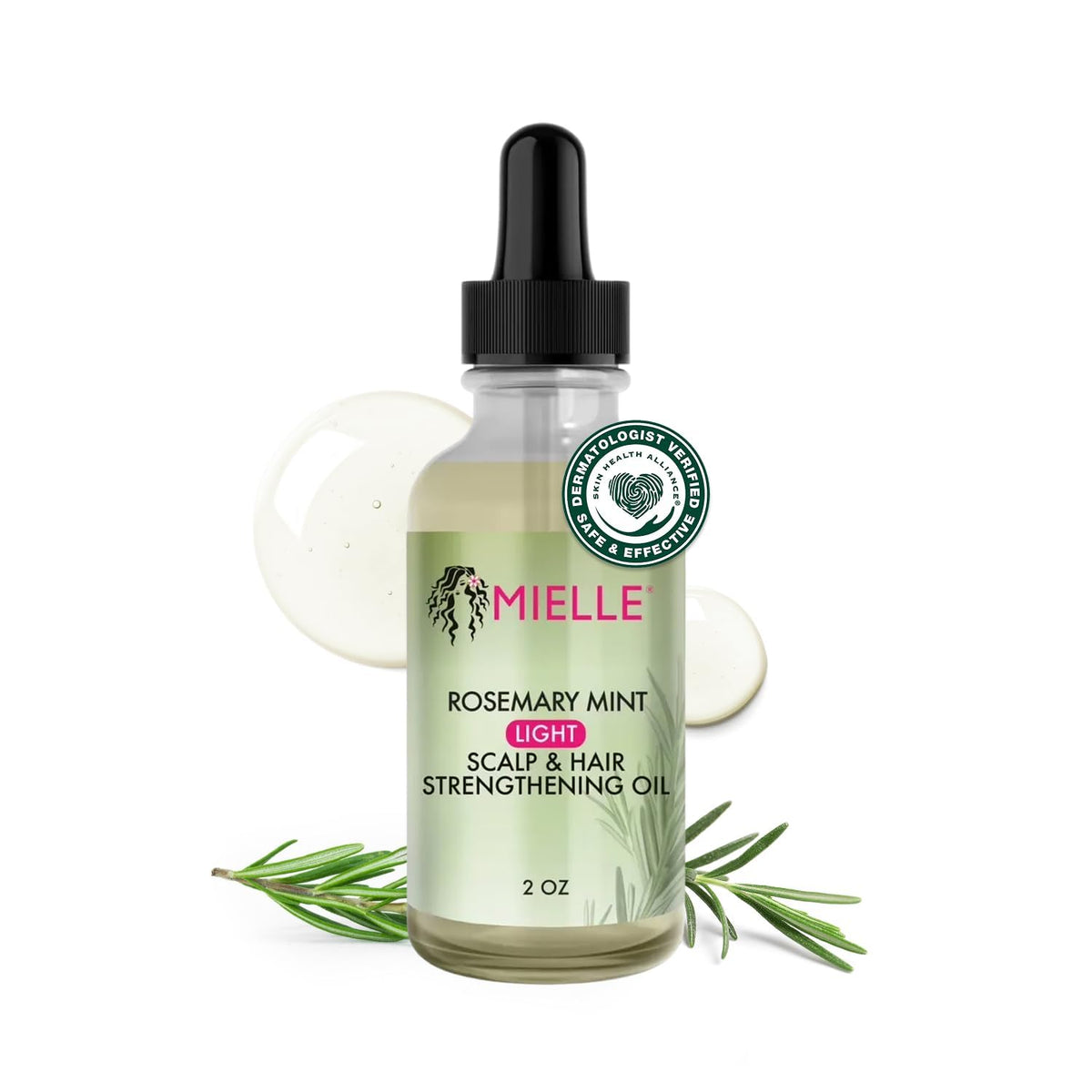 Mielle Organics Light Rosemary and Peppermint Oil for Hair, Split Ends and Dry Scalp Treatment, Infu