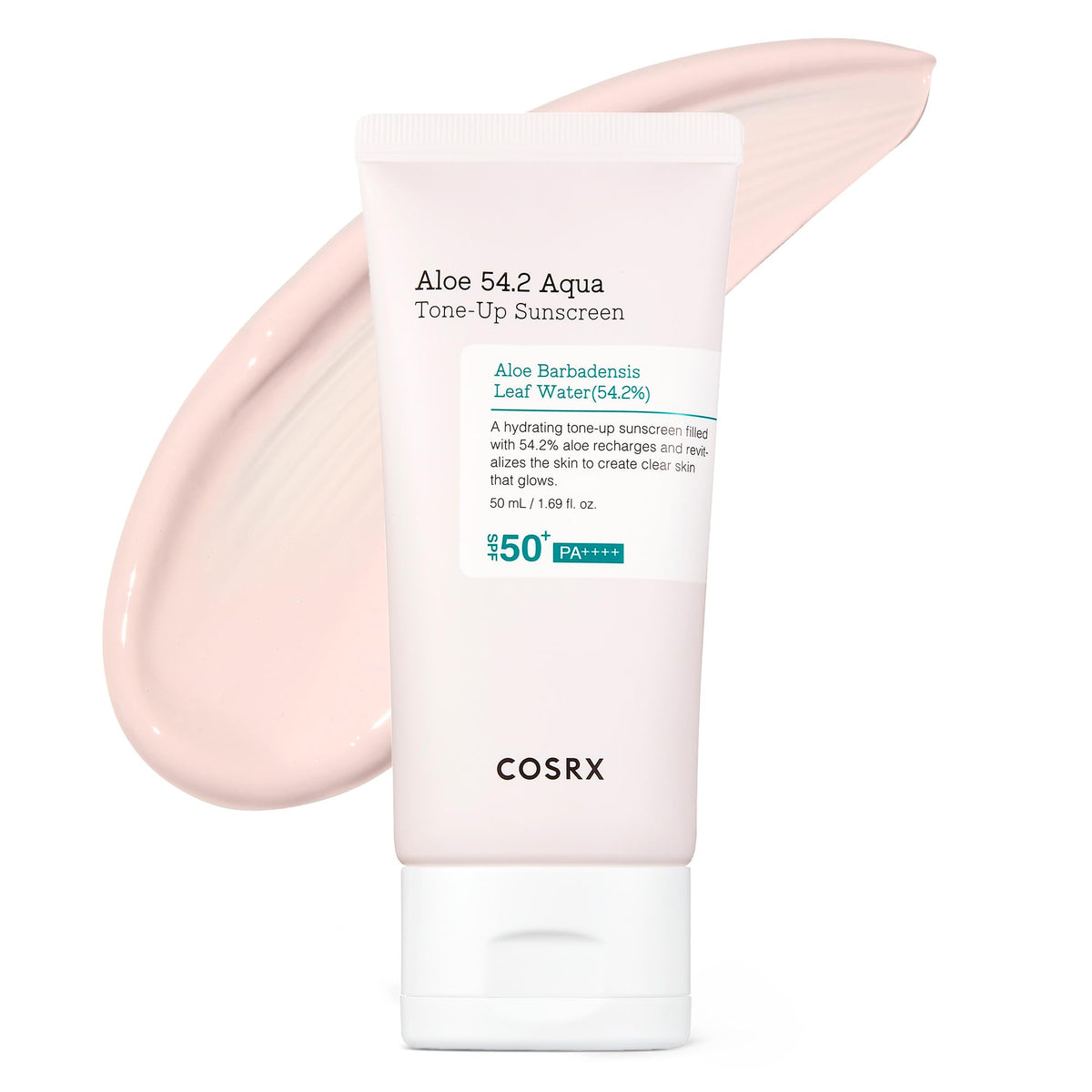 COSRX Aloe 54.2 Aqua Tone-up Sunscreen SPF 50, Hydrating, Tinted Sun Protection for Sensitive Skin, 